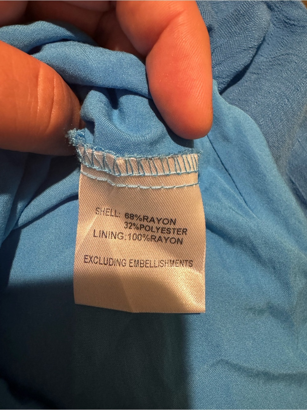 Hello Molly Blue Open Back Tiered Mini Dress Resort Vacation Style - Picture 8 of 8